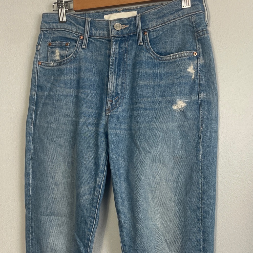 MOTHER The Insider Distressed Light Blue Straight-Leg Jeans Size 25 - Picture 5 of 15